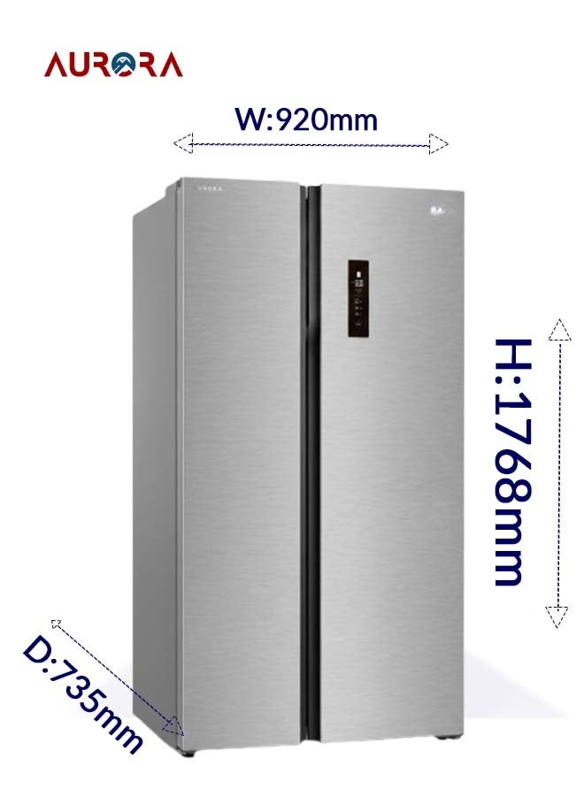 اورورا ثلاجة جنبًا إلى جنب بسعة 612 لترًا (21.6 قدم مكعب) مع ضمان 7 سنوات على الضاغط، ونظام منع تكوّن الثلج بتحكم كهربائي، وإضاءة LED، و5 أرفف للثلاجة و5 أرفف للفريزر، وتصنيف طاقة D، وتصميم داخلي أزرق أنيق، وتشطيب من الفولاذ المقاوم للصدأ | اسم الموديل: AR-840SNFT - Image 5